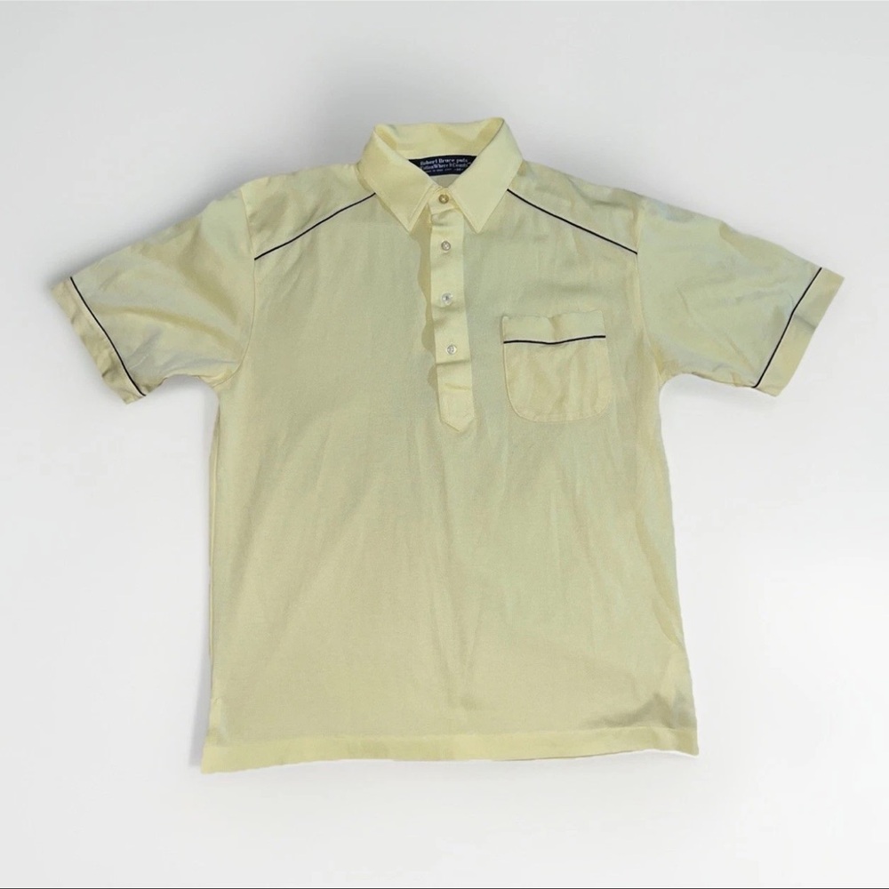 Vintage 70s Robert Bruce Cotton Where it Counts Polo Golf Shirt Men's M Yellow